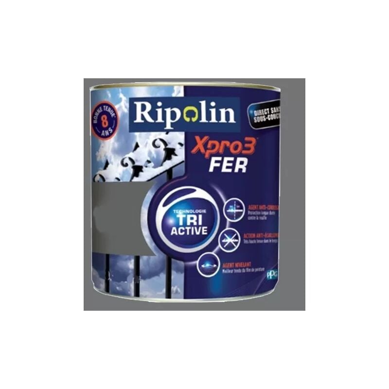 Ripolin - Peinture Acrylique Xpro3 Tri Active Fer Gris acier 2 l