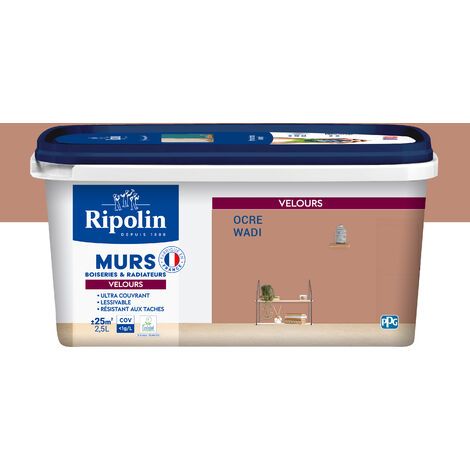 Ripolin – Peinture anti humidité aspect velours 2,5L – Ocre Wadi – Ultra couvrante pour murs et boiseries – Application facile