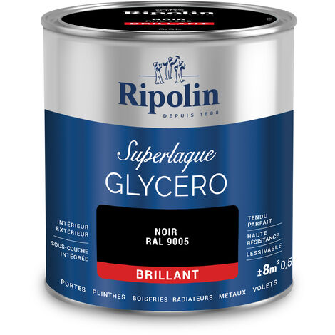 Ripolin - Peinture Couleur Superlaque Glycéro 2en1 Brillant - 0,5L - Noir RAL 9005