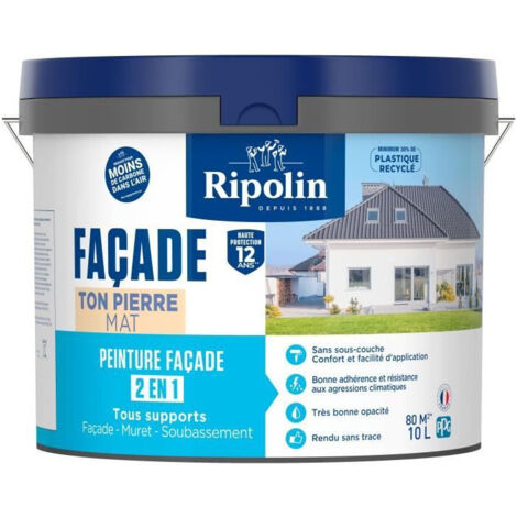 Ripolin Peinture Façade Classic 2 en 1 Pierre 10L Mat