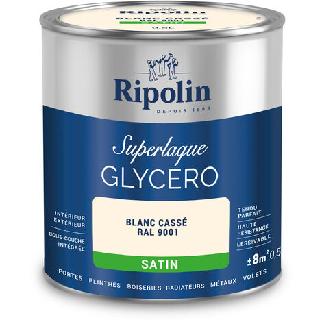 Ripolin – Peinture multisupports satin 0,5L – Blanc cassé RAL 9001 – Pour bois et métal – Protection durable contre chocs et rayures