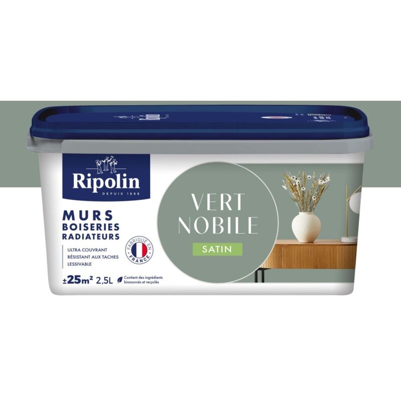RIPOLIN Peinture intérieur mur/boiserie/radiateur satiné, RIPOLIN, vert nobile, 2.5 litres