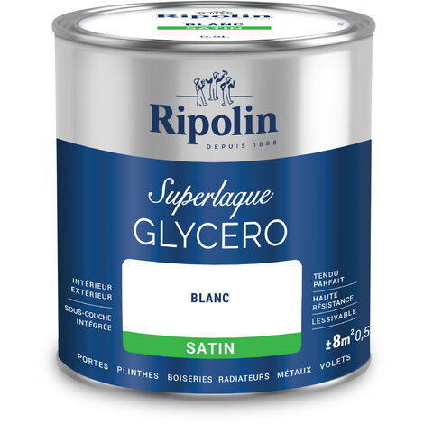 Ripolin – Peinture multisupports satin 0,5L – Glycéro 2 en 1 avec sous-couche intégrée – Haute résistance chocs et taches – Pour bois et métal