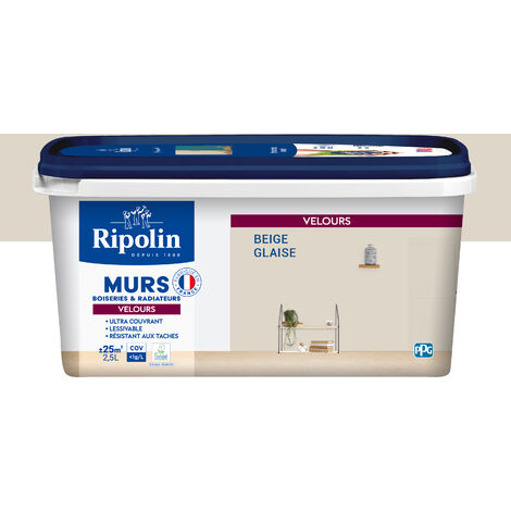 Ripolin – Peinture murale aspect velours 2,5L beige glaise – Ultra couvrante pour murs et boiseries – Finition douce et élégante