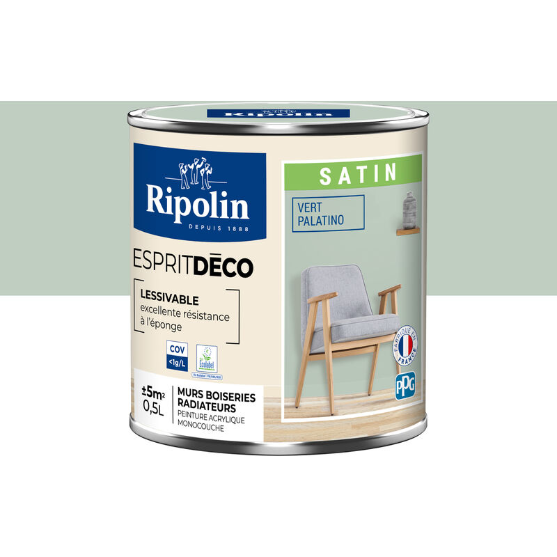 Peinture Murale Toutes Pièces - Satin - 0,5L - Vert Palatino Ripolin
