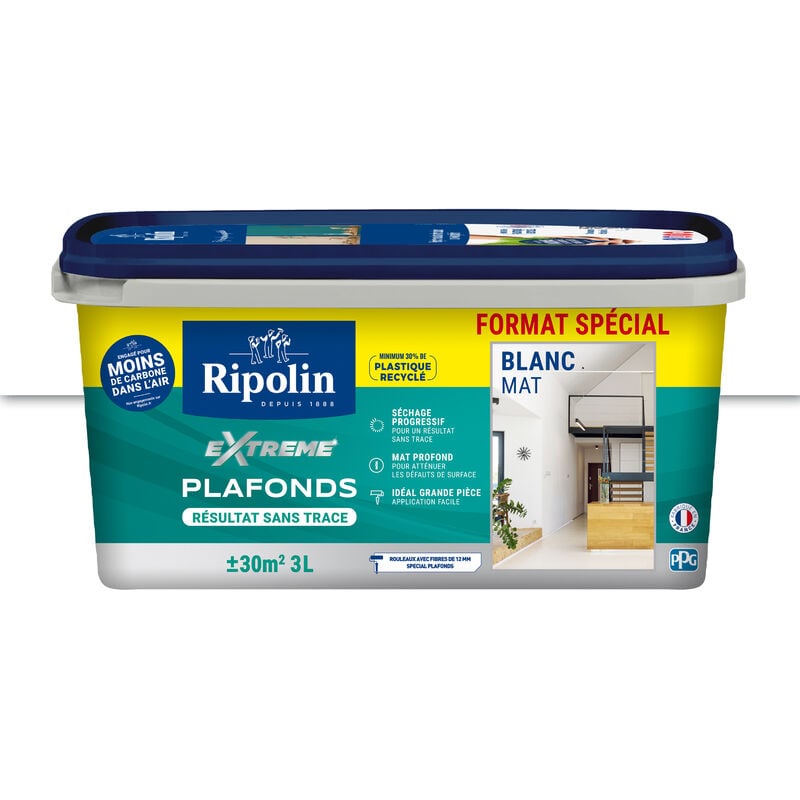 Peinture Blanc Mat - Résultat sans trace - 3L Ripolin