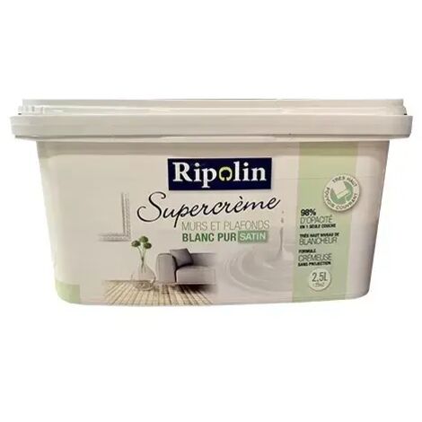 RIPOLIN Peinture Supercrème Murs & Plafonds Blanc Satin 2,5 L