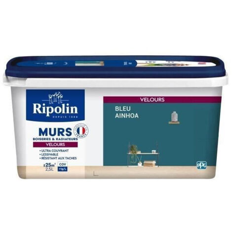 RIPOLIN Pittura Colore Velluto per Muri, Legno e Radiatori - Blu Ainhoa