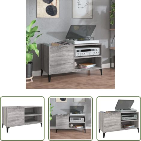 Ripostiglio dischi -  Mobile Porta Dischi Grigio Sonoma 84,5x38x48 Legno Multistrato