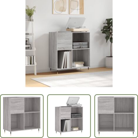 Ripostiglio dischi -  Mobile Porta Dischi Grigio Sonoma 84,5x38x89 Legno Multistrato
