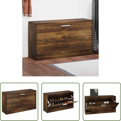 Ripostiglio per scarpe -  Scarpiera Rovere Fumo 80x24x45 cm in Legno Multistrato