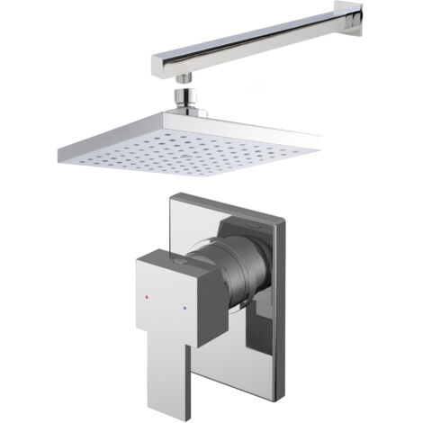 Ripple Concealed Square Manual Valve, Arm & Head Shower Bundle Set - Chrome - Balterley