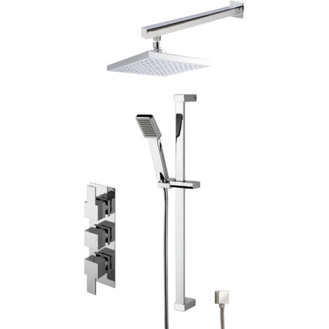 Ripple Concealed Square Triple Valve Shower Set - Chrome - Balterley