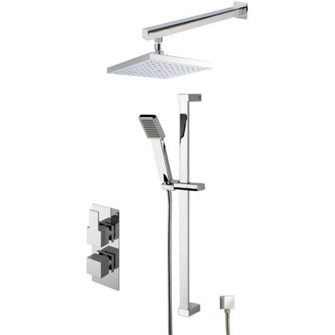 Ripple Concealed Square Twin Valve Shower Set - Chrome - Balterley