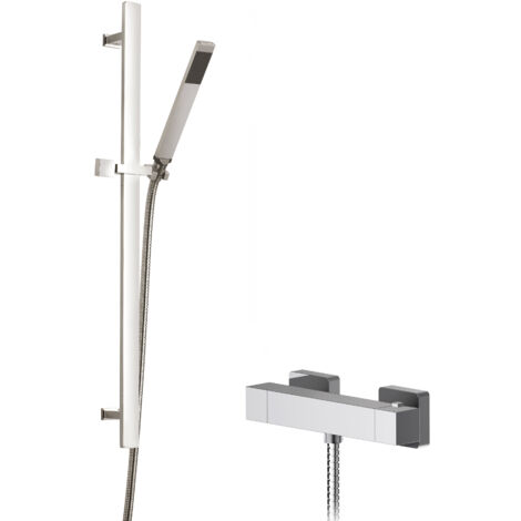Ripple Square Bar Valve & Sheer Slide Rail Shower Kit - Chrome - Balterley