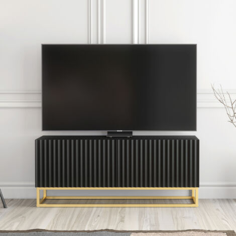Ripple TV Unit - Black Fluted Doors - 100cm