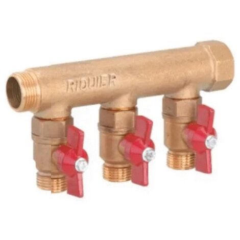 Riquier – Collecteur modulaire sanitaire 3 départs – Entrée M20x27 – Sortie M15x21 – Entraînement efficace pour systèmes de plomberie