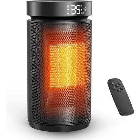 Riscaldatore ausiliario, Potente riscaldatore elettrico da 1500 W con modalità eco e oscillazione di 70° - Termostato, timer da 1 a 12 ore, sicurezza di spegnimento automatico, termoventilatore