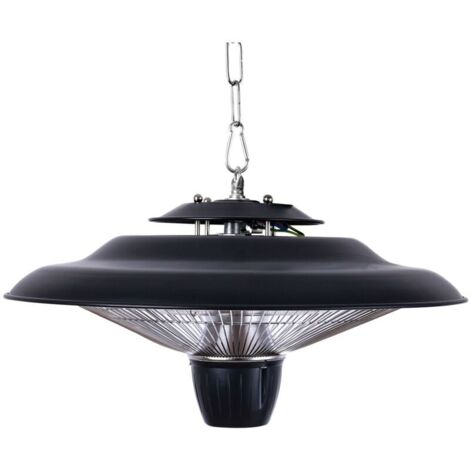 Riscaldatore elettrico a infrarossi sospeso regolabile da 600W e 1500W per interni ed esterni, per patio, veranda, garage, balcone, protezione contro il surriscaldamento, nero