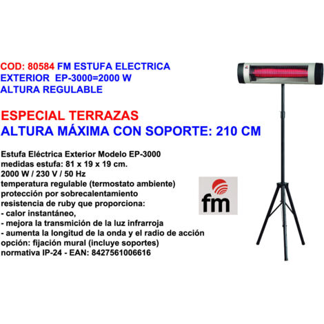 Riscaldatore elettrico da esterno a infrarossi EP-3000 2000W altezza regolabile