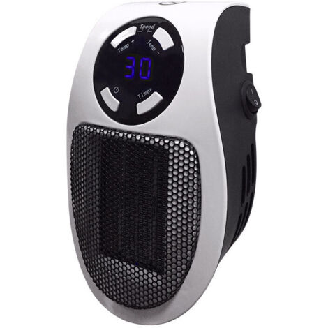 Riscaldatore elettrico piccolo KZQ Smart Space da 500 W, con presa a muro, termostato e timer regolabili e display LED, riscaldamento rapido, basso rumore.