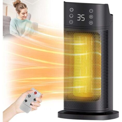 Riscaldatore elettrico portatile da 2000 W per la casa, silenzioso, a risparmio energetico, con 3 modalità, oscillazione di 70° e timer da 12 ore. Nero.