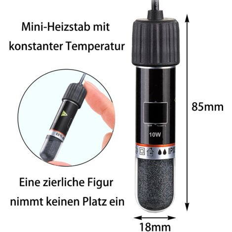 Riscaldatore per acquario USB da 10 W - Mini barra riscaldante con termostato - Riscaldatore per acquari di piccole dimensioni - Per acqua dolce e salata