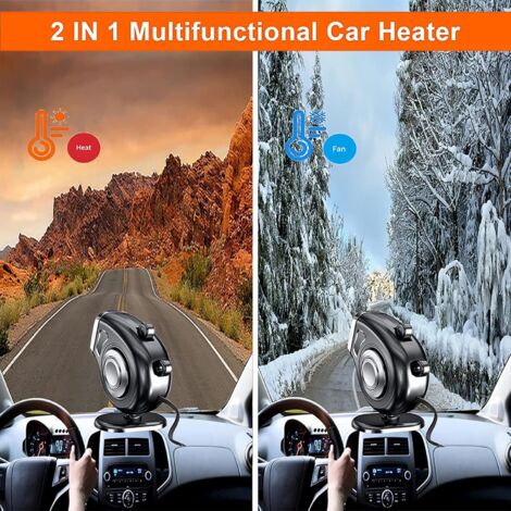 Riscaldatore per auto, mini riscaldatore per auto, sbrinatore per auto, antiappannamento, 200 W 12 V, presa accendisigari, ventilatore riscaldatore per auto portatile 2 in 1 con impugnatura ergonomica