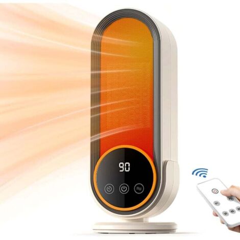 Riscaldatore per interni, tecnologia ceramica PTC a riscaldamento rapido da 1200 W con telecomando, timer intelligente, ideale per casa e ufficio