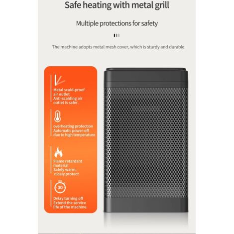 Riscaldatore portatile in ceramica PTC con rotazione, 1500 W, protezione da surriscaldamento e regolazione a tre livelli, telecomando, riscaldamento one-touch.