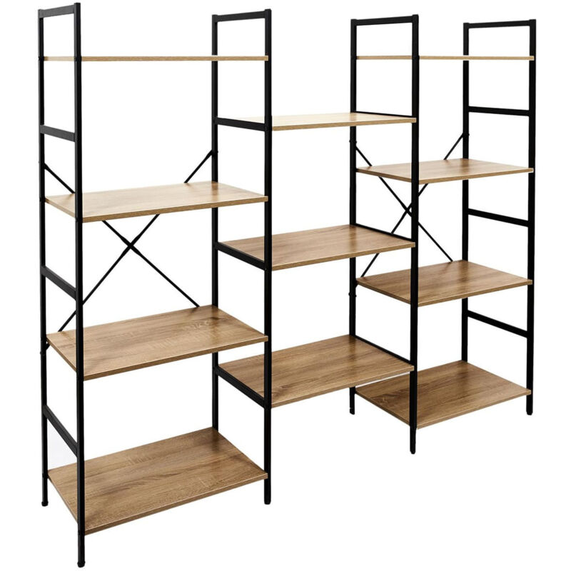 Risko - Grand Meuble Etagère Industriel Effet Bois et Métal