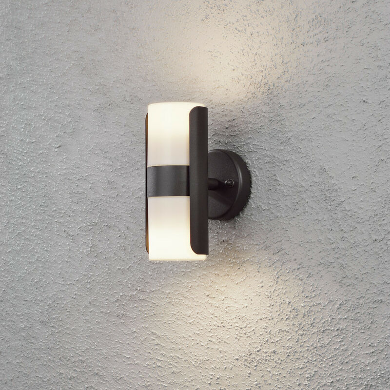 Image of Konstsmide Modena Lampada da esterno moderna a doppia parete con paralume nero opale, IP54