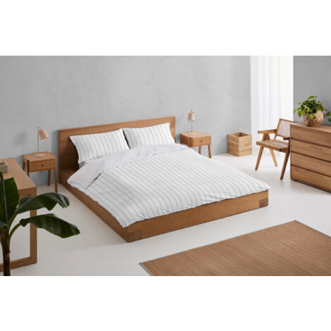 Rita. Conjunto de funda nórdica y funda(s) de almohada de percal color perla. Cama de 150 cm. 2 piezas