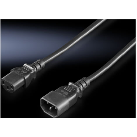 Rittal Strom Verlängerungskabel [1x Kaltgeräte-Stecker C14 - 1x Kaltgeräte-Buchse C13] 1.80 m Schwar