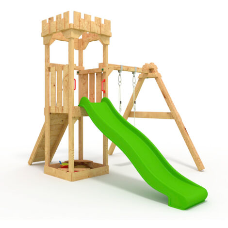 ® Ritterburg S - Kletterturm, Rutsche, Schaukel, Sandkasten