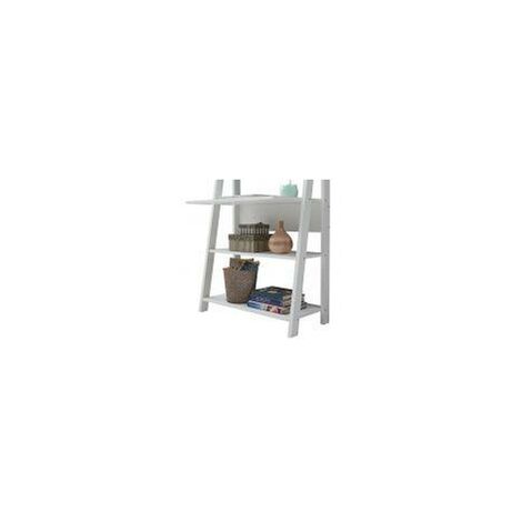 Riva Ladder Bookcase With 5 Tier Shelves Overhanging Desk Shelf In White Tad177