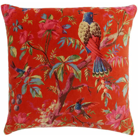 Riva Paoletti Paradise Faux Velvet Cushion Cover, Orange, 50 x 50 Cm