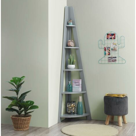 Riva Scandinavian Retro Corner Ladder Bookcase Shelving Shelf Unit