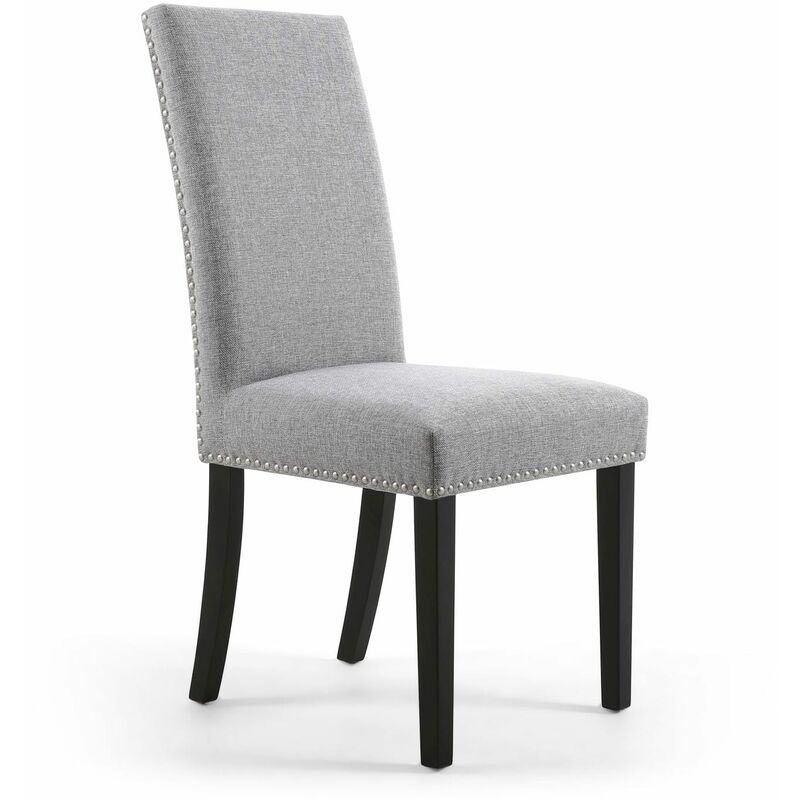 RivendelLisstud Detail Linen Effect Silver Grey Chair Black Legs