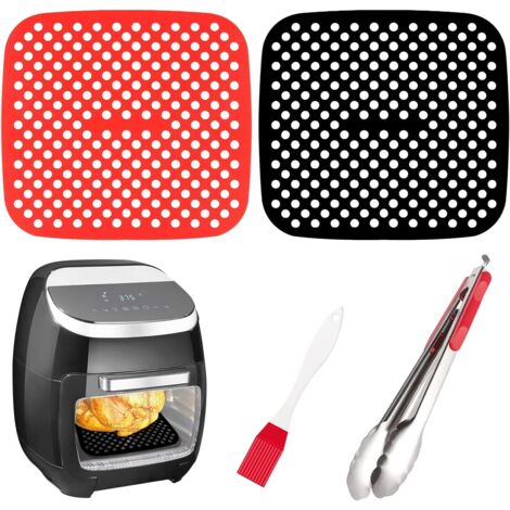 Rivestimenti antiaderenti per friggitrice ad aria, confezione da 2 tappetini riutilizzabili in silicone perforato per cottura a vapore, tappetini antiaderenti per friggitrice ad aria (8,5 pollici)