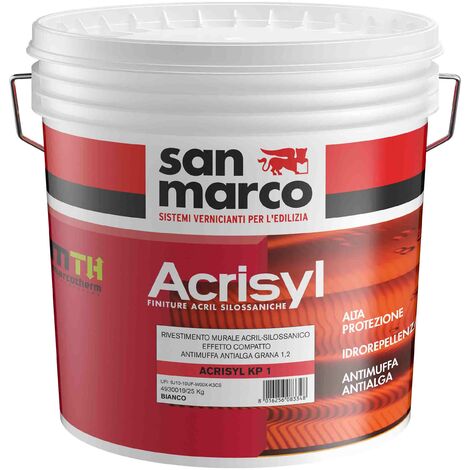 Rivestimento murale acril silossanico compatto acrisyl kp 1 bianco kg. 25