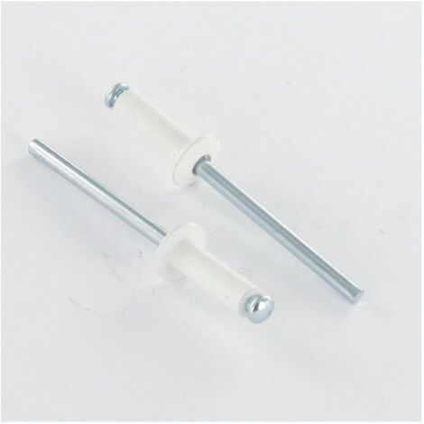 Rivet aveugle Aluminium Tige acier 4X6 Epaisseur de serrage 0.5 à 2 Tête Ronde Standard Laqué blanc