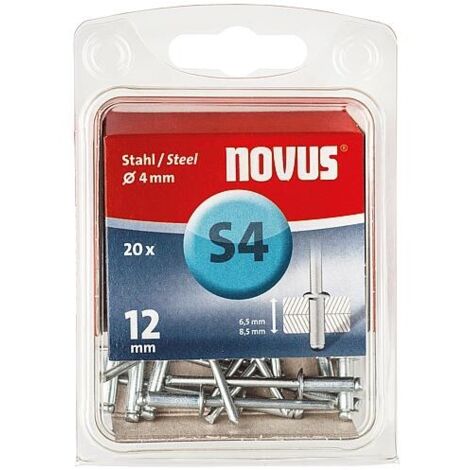 RIVET AVEUGLES ACIER 4X12MM (20 PCES) NOVUS 045-0037
