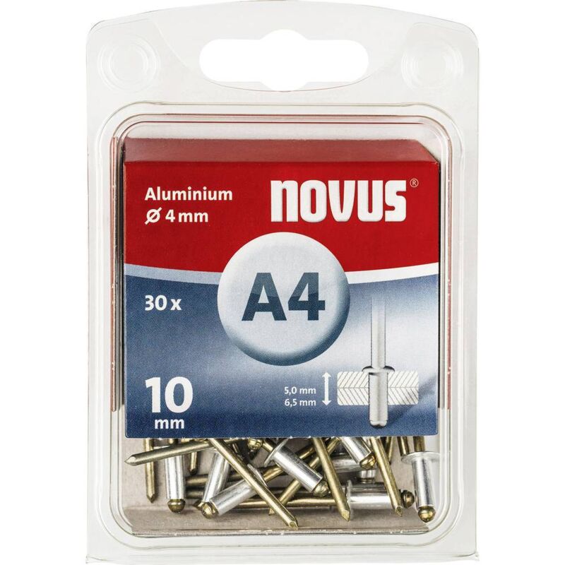 Rivet Aveugles Alu 4 X 10 Mm (30 Pces) Novus 045-0025
