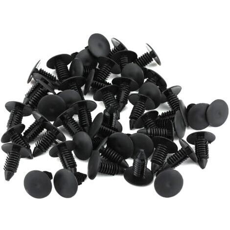 Rivet Clips Plastique,50 pièces Clips Plastique Rivet Carrosserie Garniture Garniture de Retenue de Fixation de rivet Pare-chocs de Voiture Push Pin Clip Noir