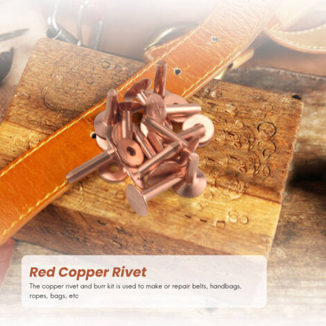 Rivet cuivre rouge et fixation avec outil pose et poinçon