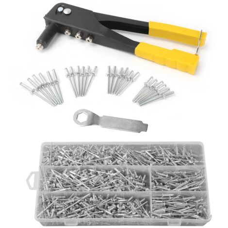 Rivet Gun Set Professional Manual Riveting Machine Blind Rivet Hand Tool with Wrench Gutter Repair Heavy Duty Tools