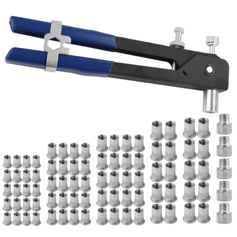 Rivet Nut Gun Set Professional Heavy Duty Hand Riveter Setter Kit with Interchangeable Mandrels Metric M3 M4 M5 M6 M8 86Pcs Threaded Effortless Rivet