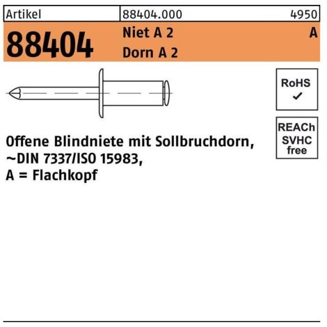 Rivet POP R 88404 Flachkopf