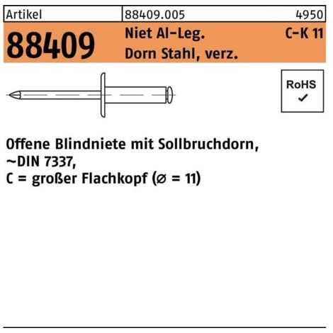 Rivet POP R 88409 großer Flachkopf